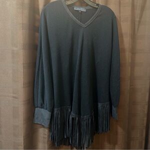 Jeff Gallano Black Top with Fringe‎ size 2